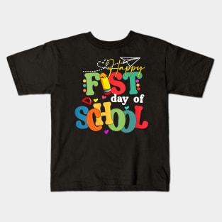 Happy First Day Of School Back To School Teacher Student Kids T-Shirt